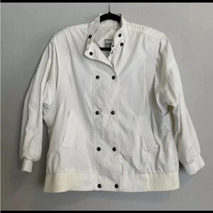 Vintage 80’s Rock White Thriller Bomber Jacket Sz 6 Double Snap Buttons Costume